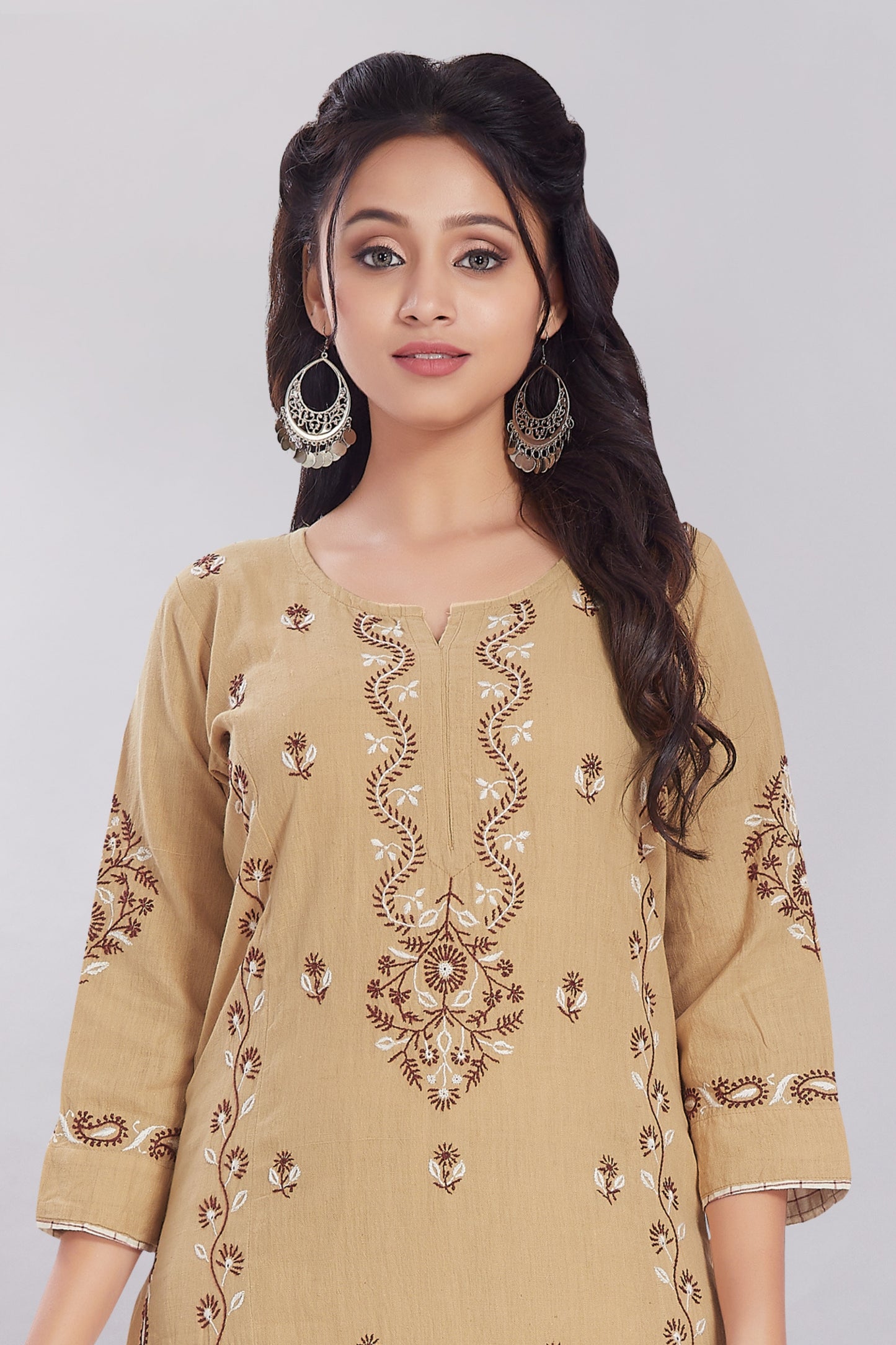 Naureen Sand Colour Khadi Kurta