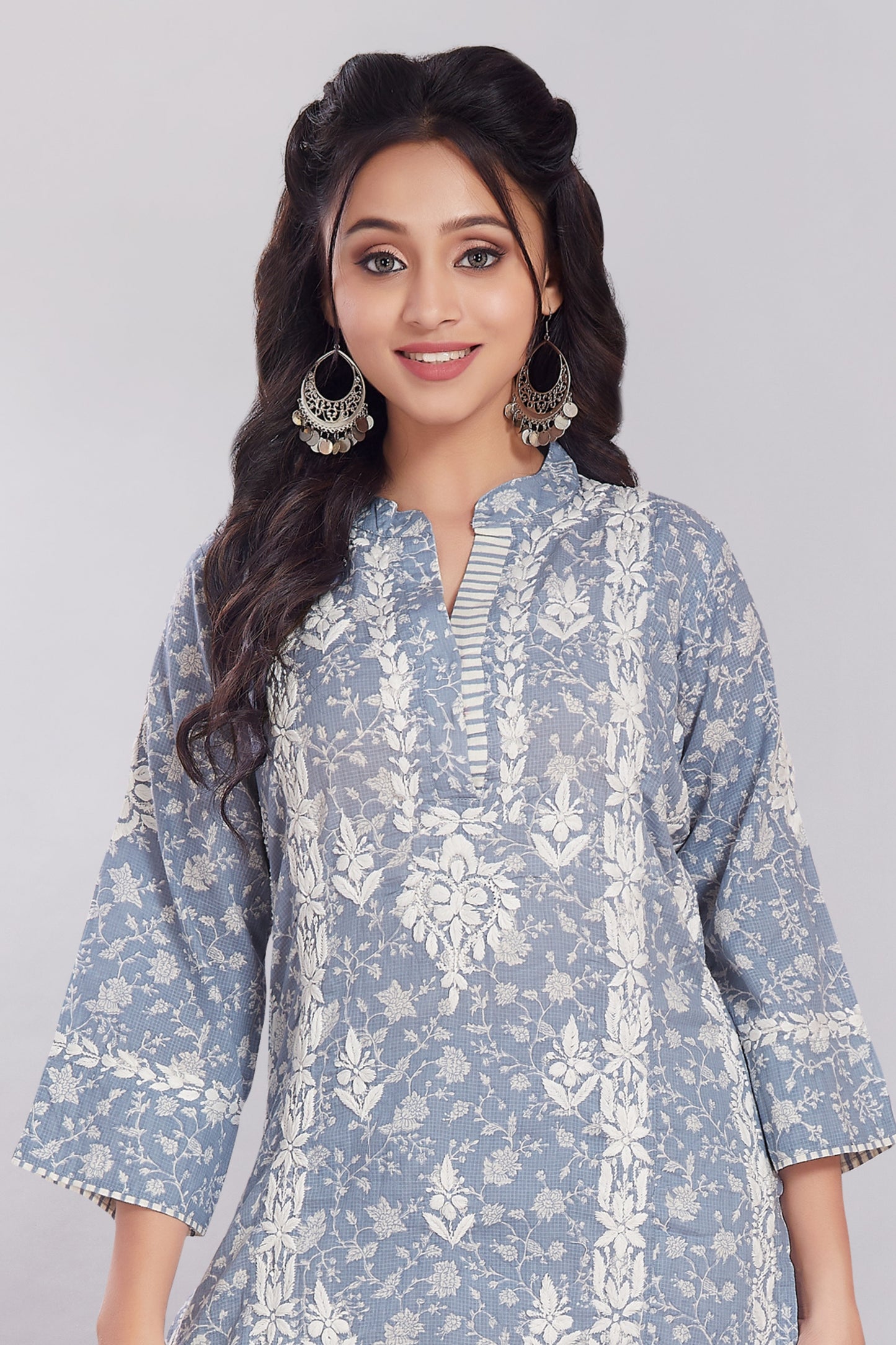 Rayna Soft Blue Printed Cotton Set