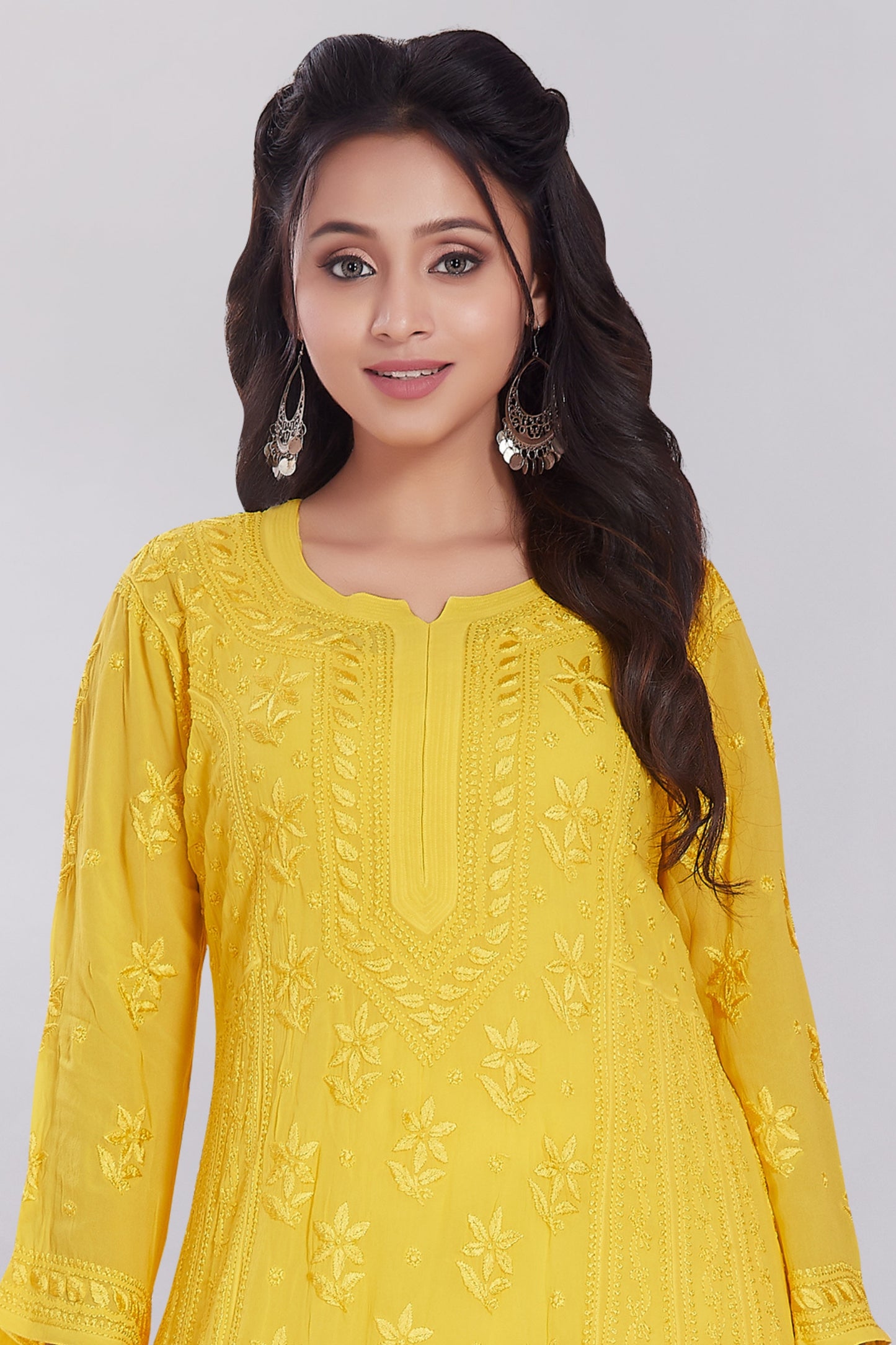 Nazma Canary Yellow Georgette Anarkali