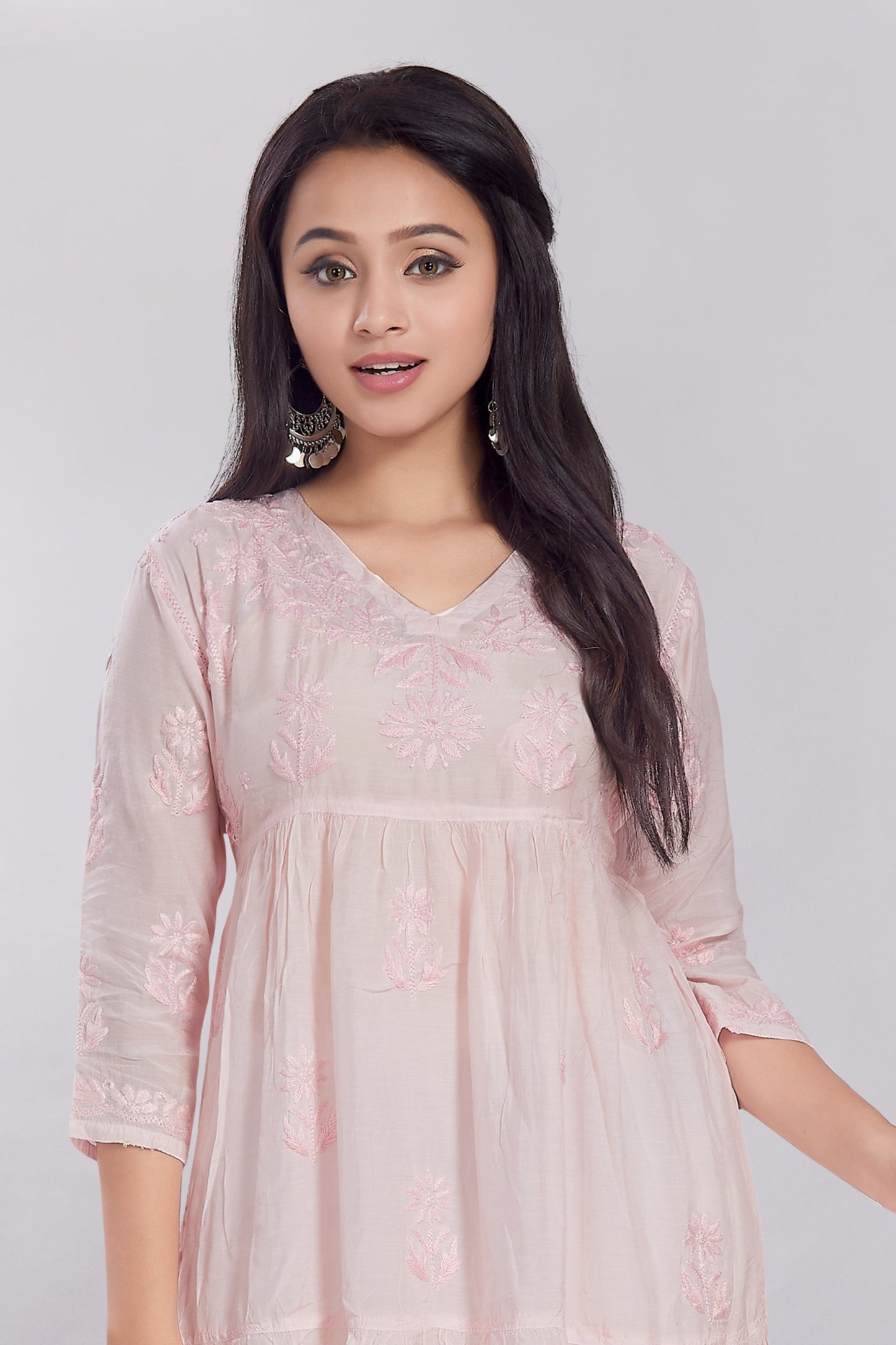 Henna Blush Pink Muzlin Midi Dress