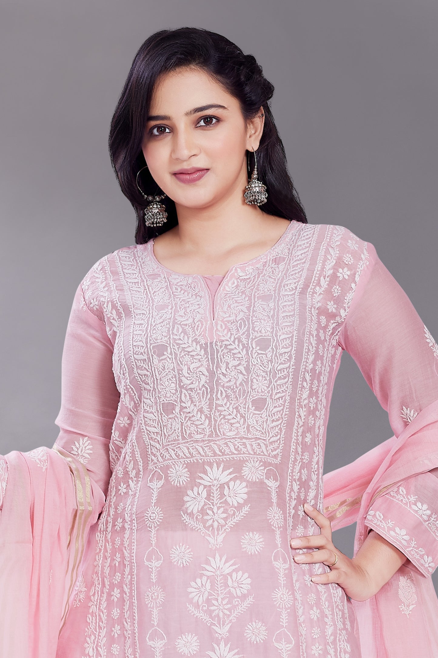 Zeb Pure Mulchanderi Set - Blush Pink