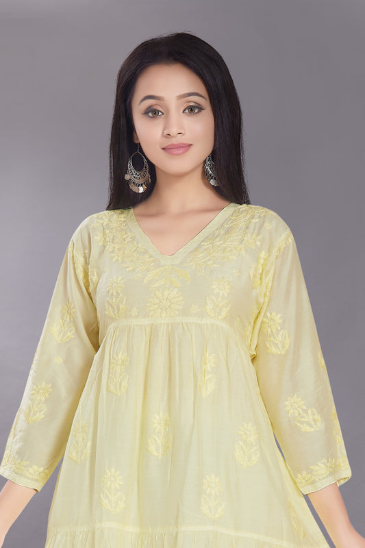 Henna Lemon Yellow Muzlin Midi Dress