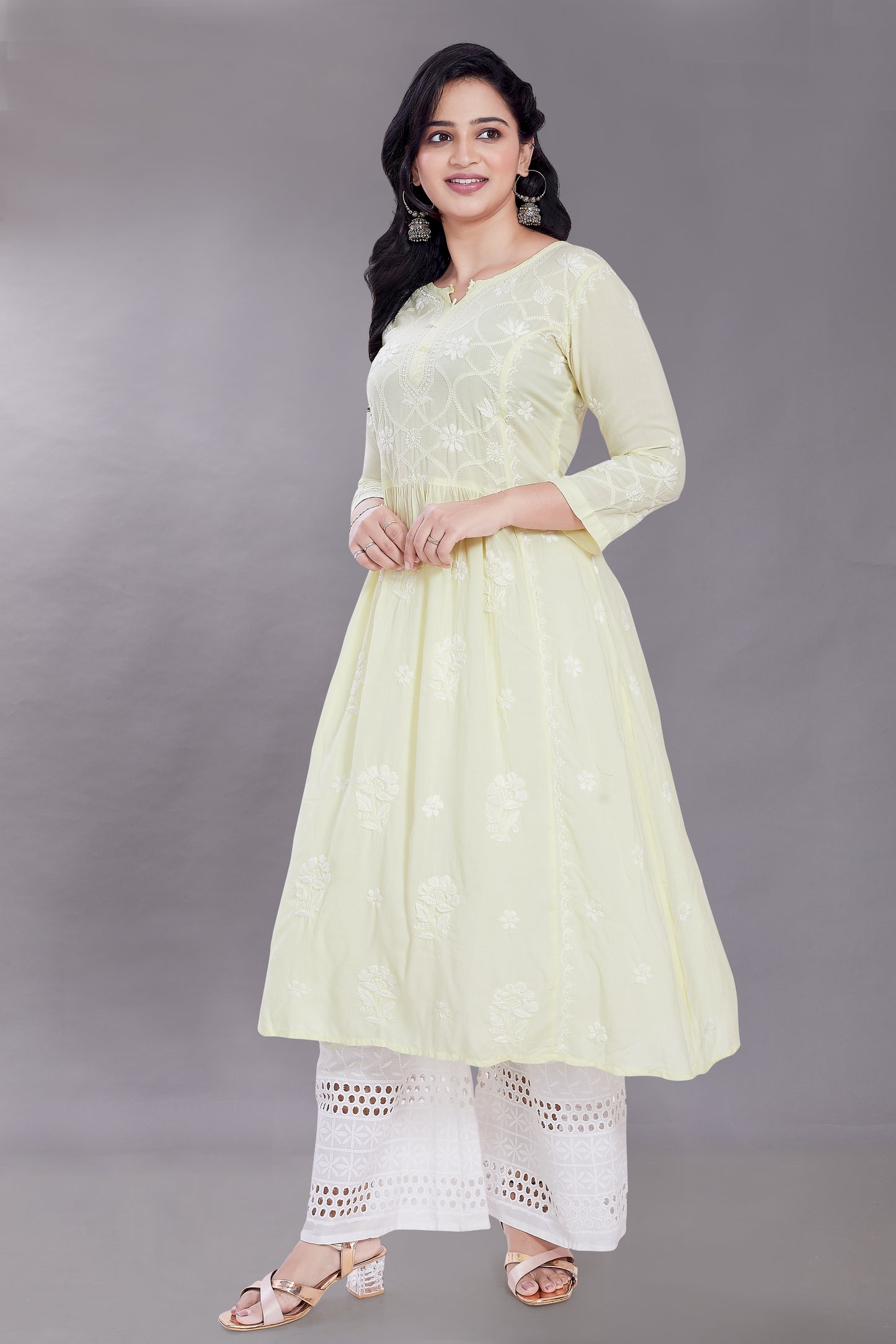 Ayesha Modal Frock - Lemon Yellow