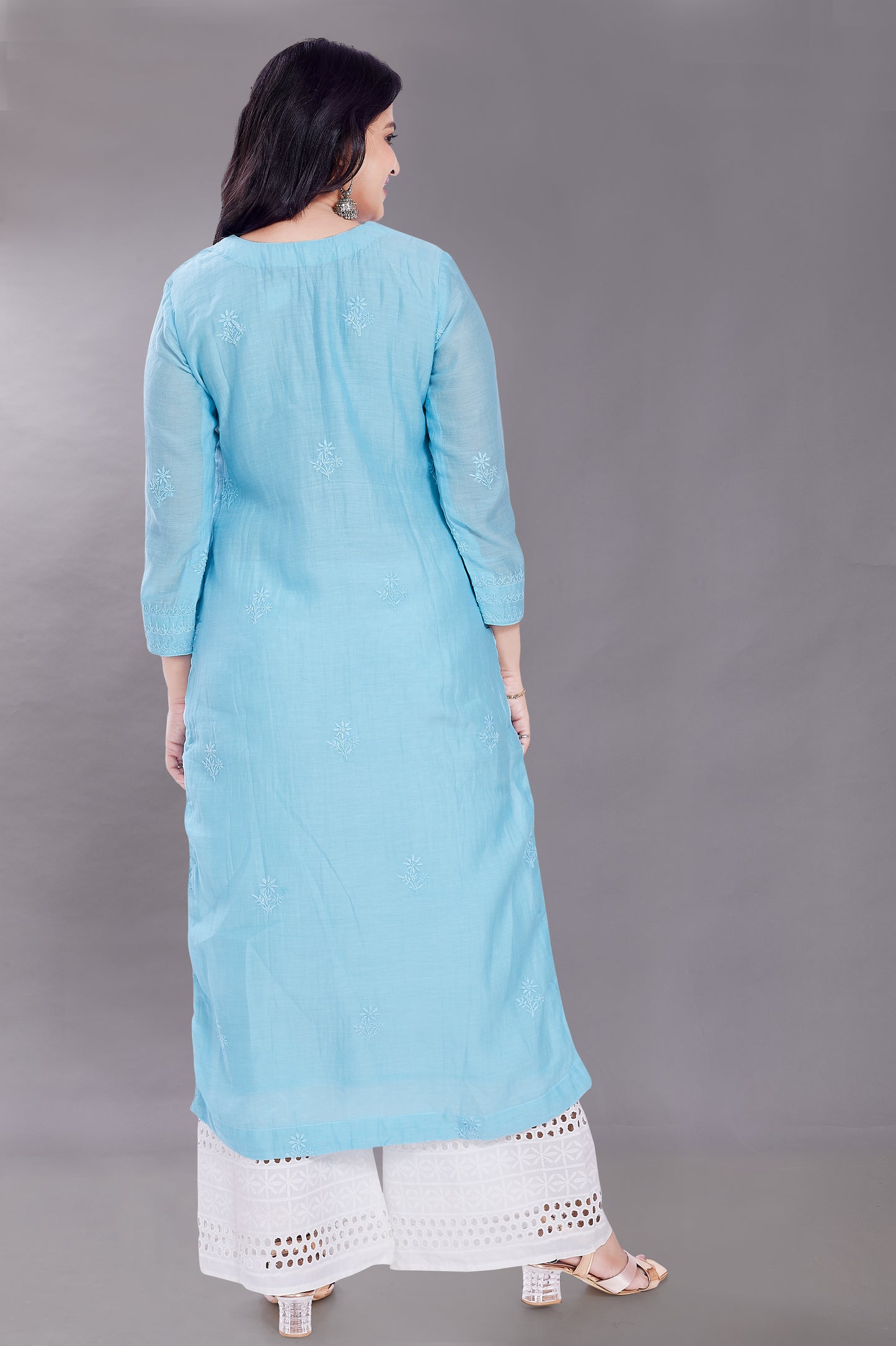 Zeb Pure Mulchanderi Set - Powder Blue