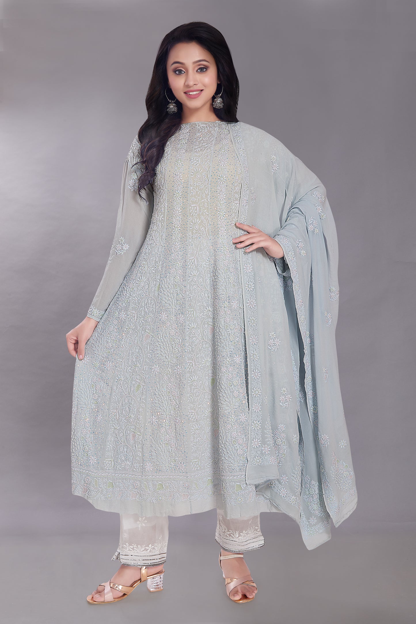 Maah-e-Noor Powder Blue Anarkali