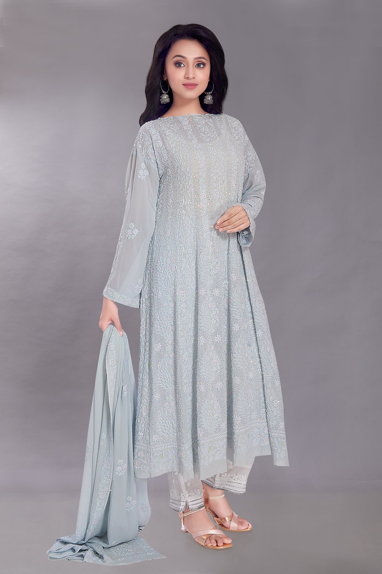 Maah-e-Noor Powder Blue Anarkali