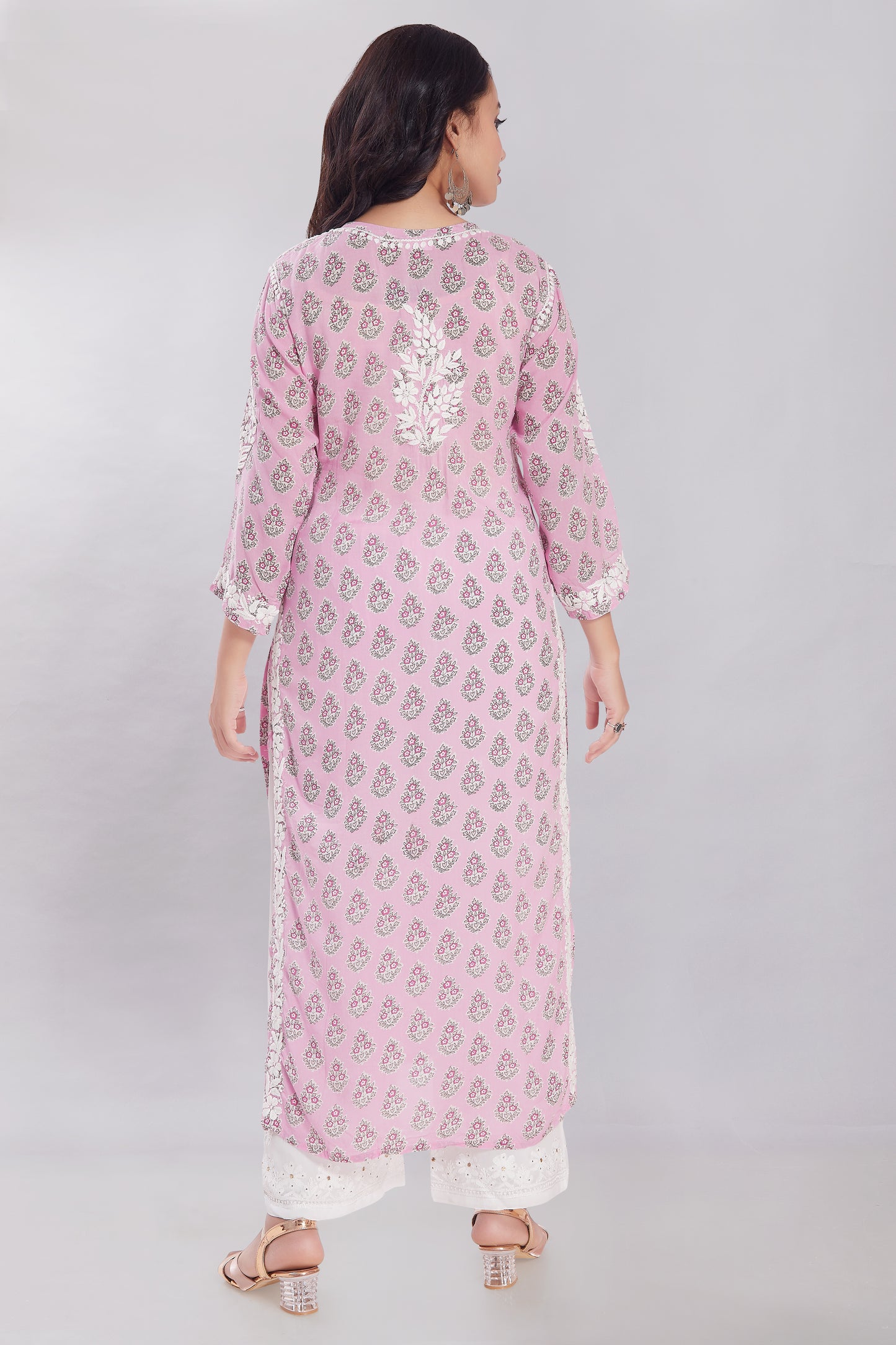 Firdaus Printed Modal Kurti in Dusty Pink