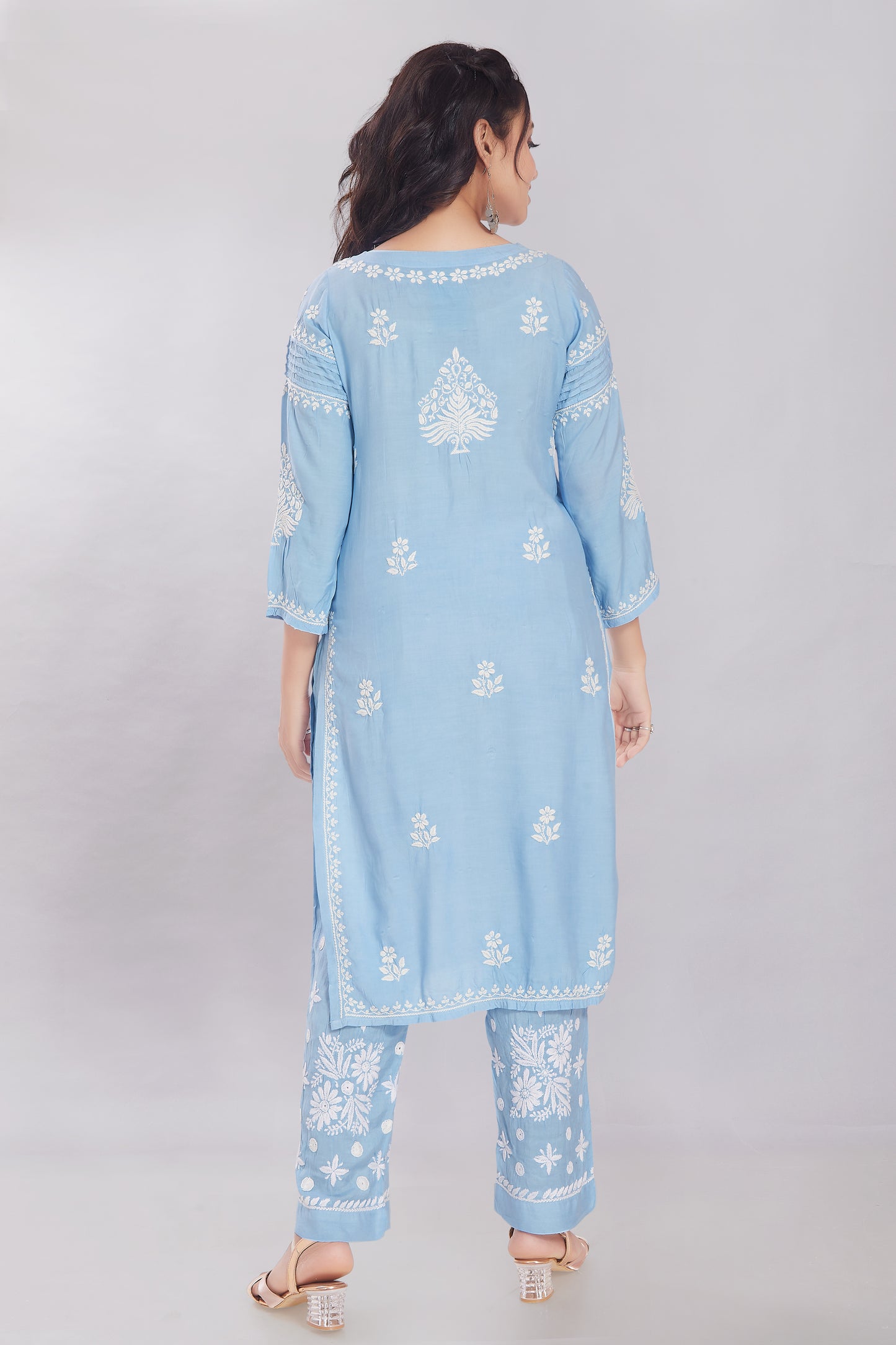 Inaya Beryl Blue Muzlin Kurti Set.