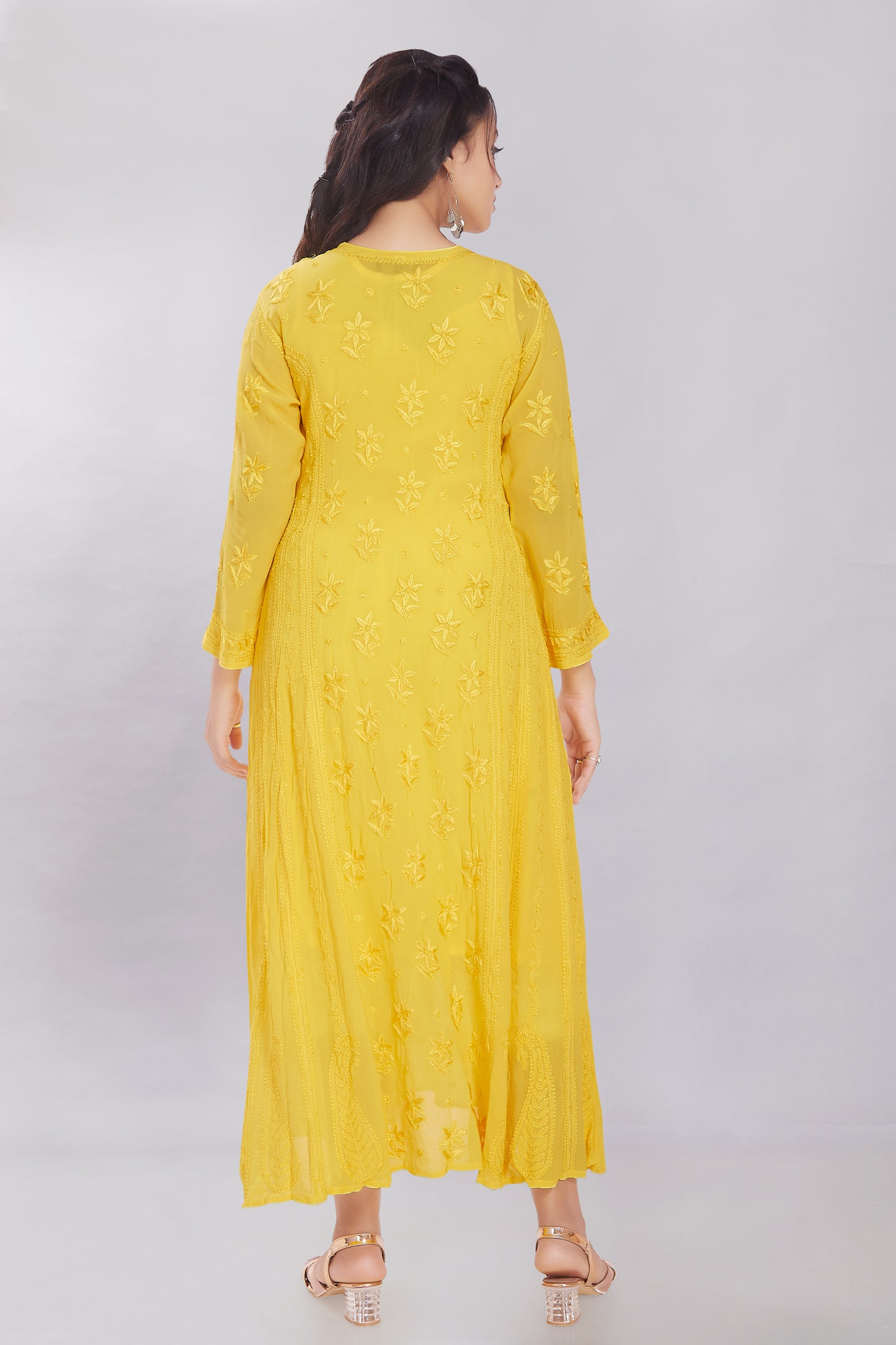 Nazma Canary Yellow Georgette Anarkali