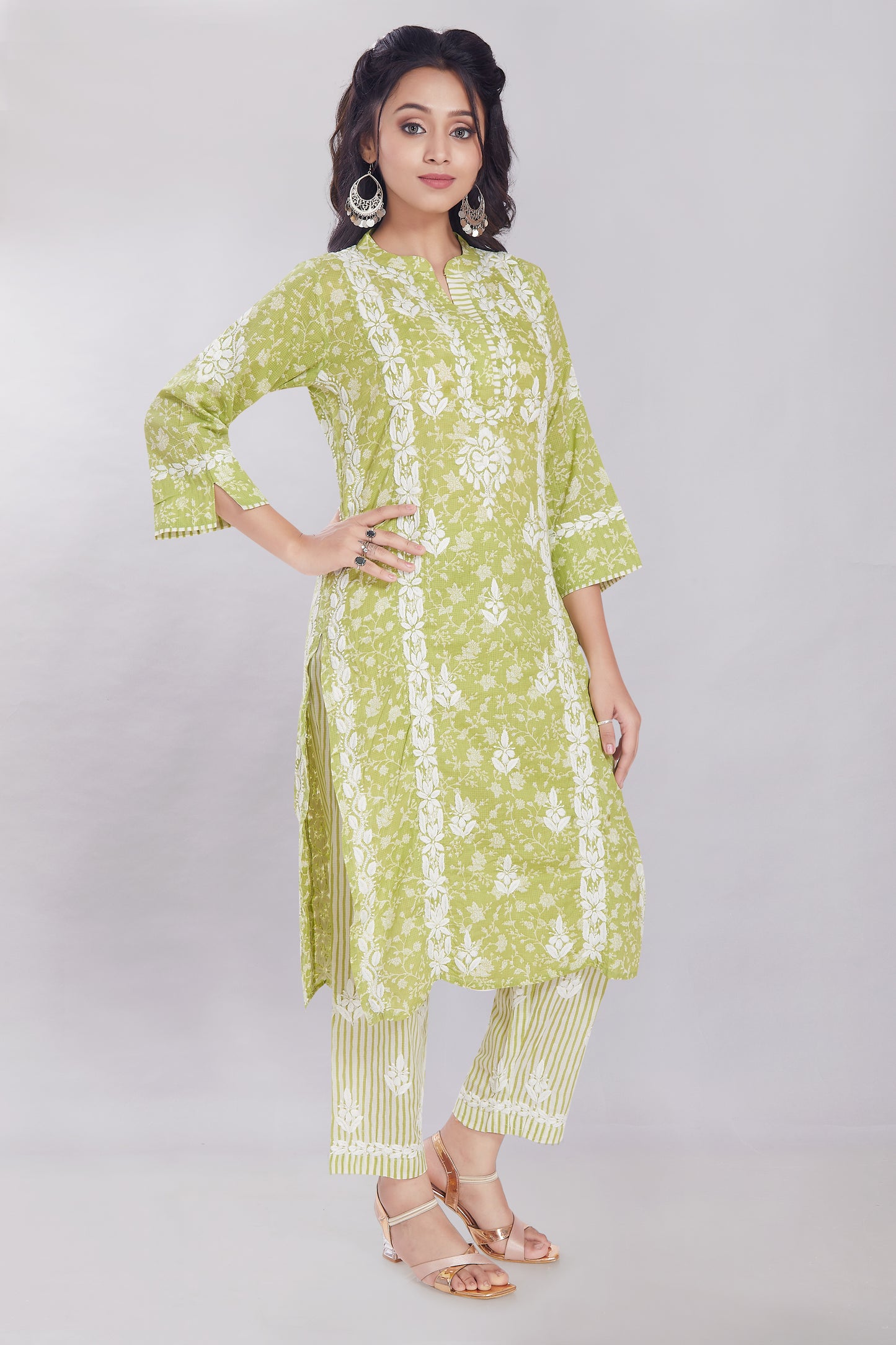 Rayna Lime Green Soft Printed Cotton Set