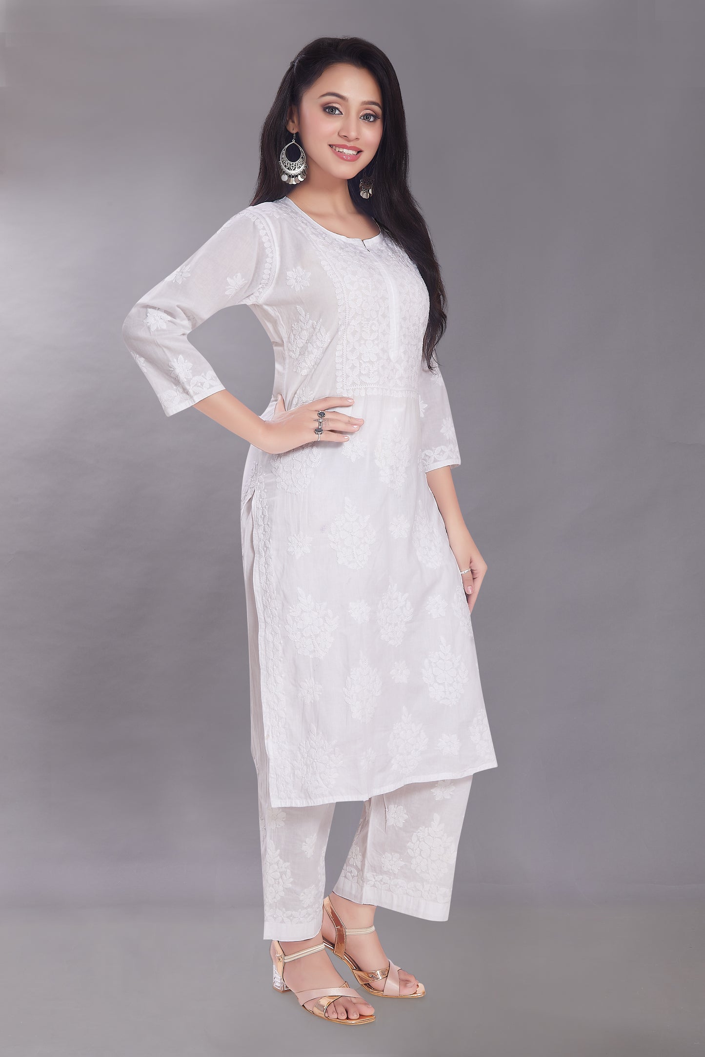 Chandni White Set in Fine Cotton