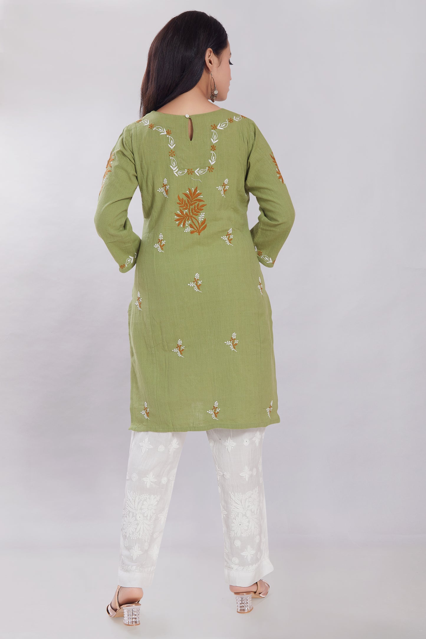 Naureen Sage Green Handspun Khadi Kurti.