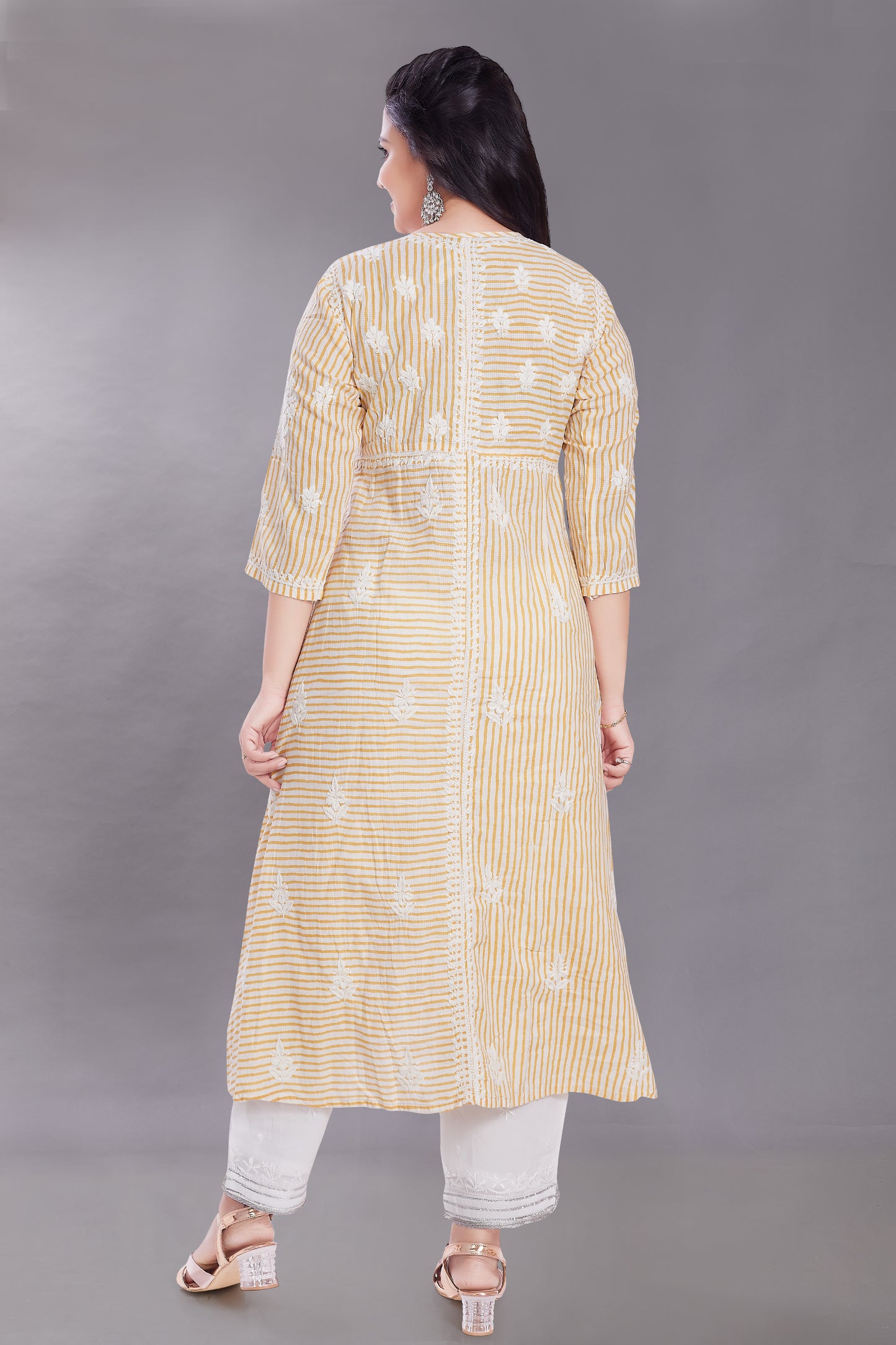 Stripes Chikankari Dress