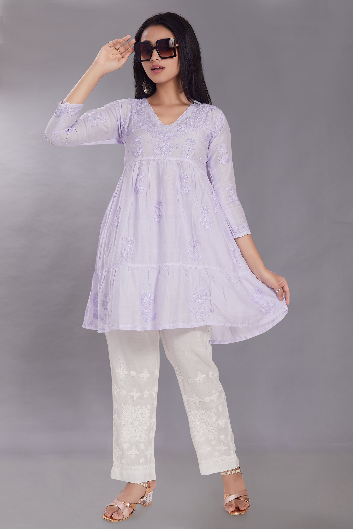 Henna Subtle Lilac Muzlin Midi Dress