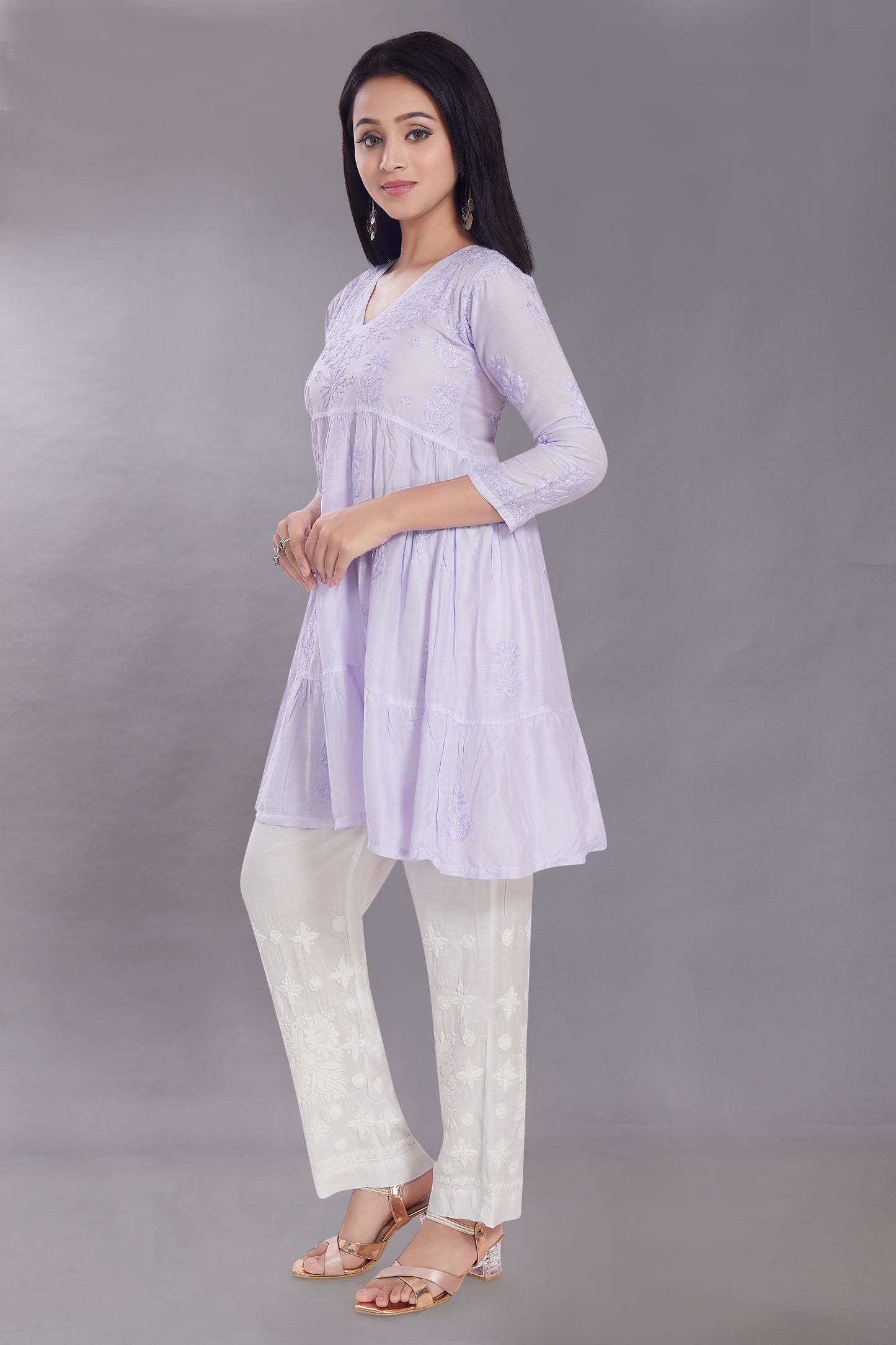 Henna Subtle Lilac Muzlin Midi Dress