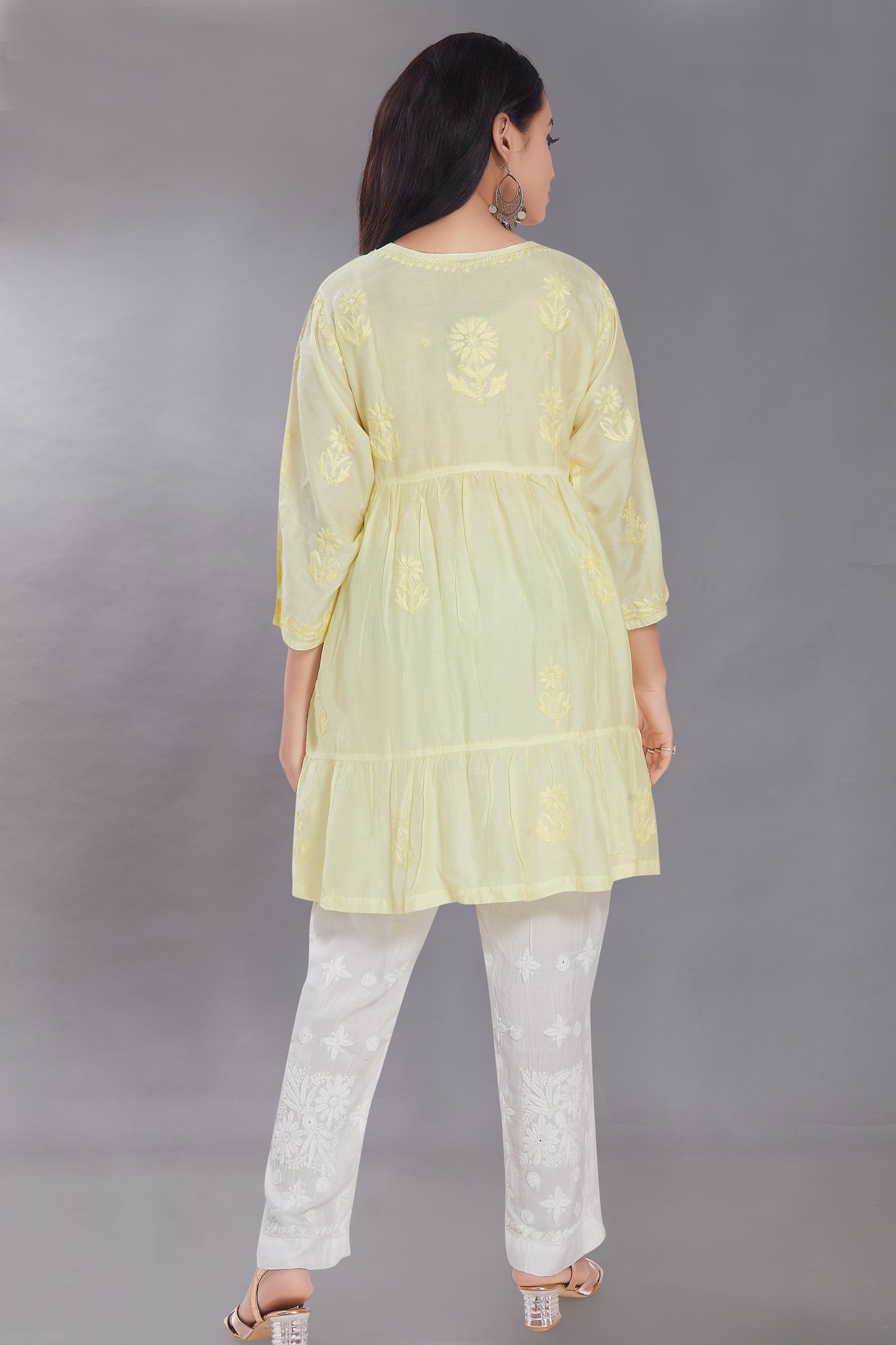 Henna Lemon Yellow Muzlin Midi Dress