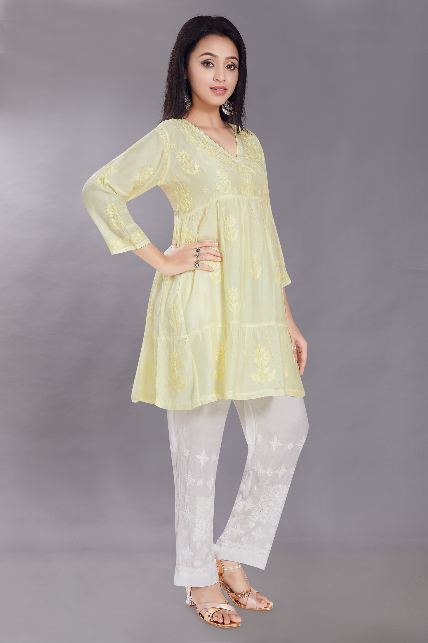 Henna Lemon Yellow Muzlin Midi Dress