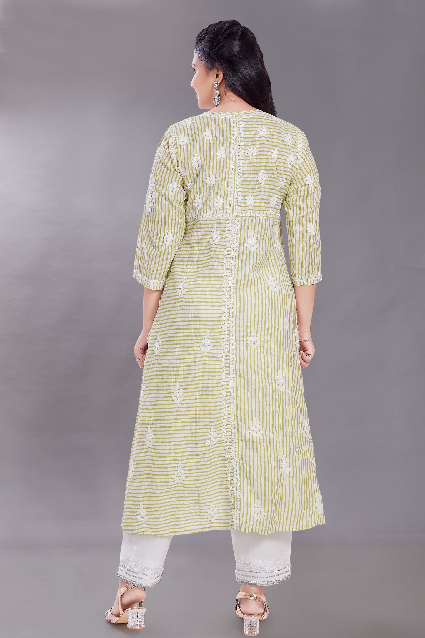 Stripes Chikankari Dress