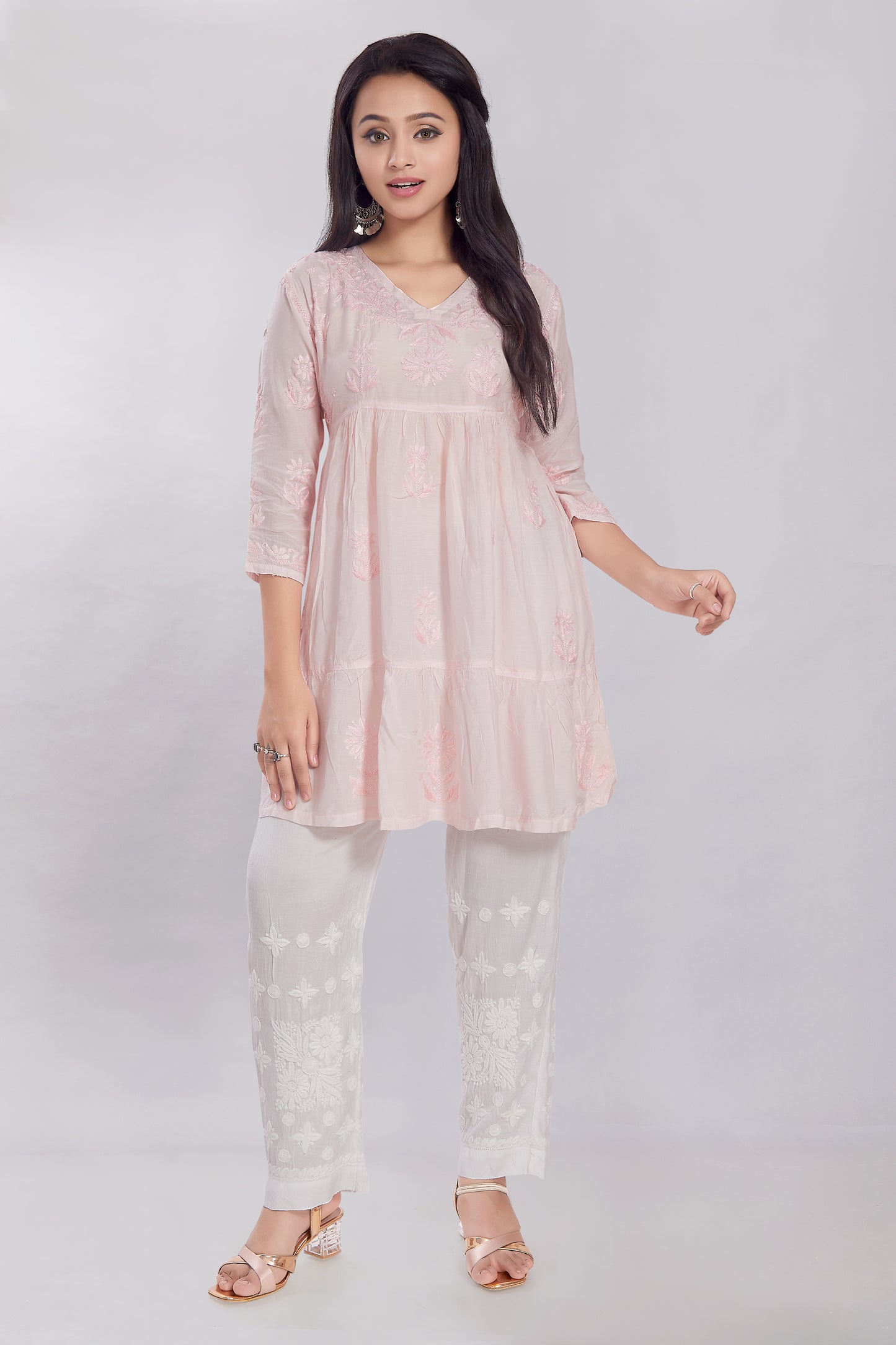 Henna Blush Pink Muzlin Midi Dress