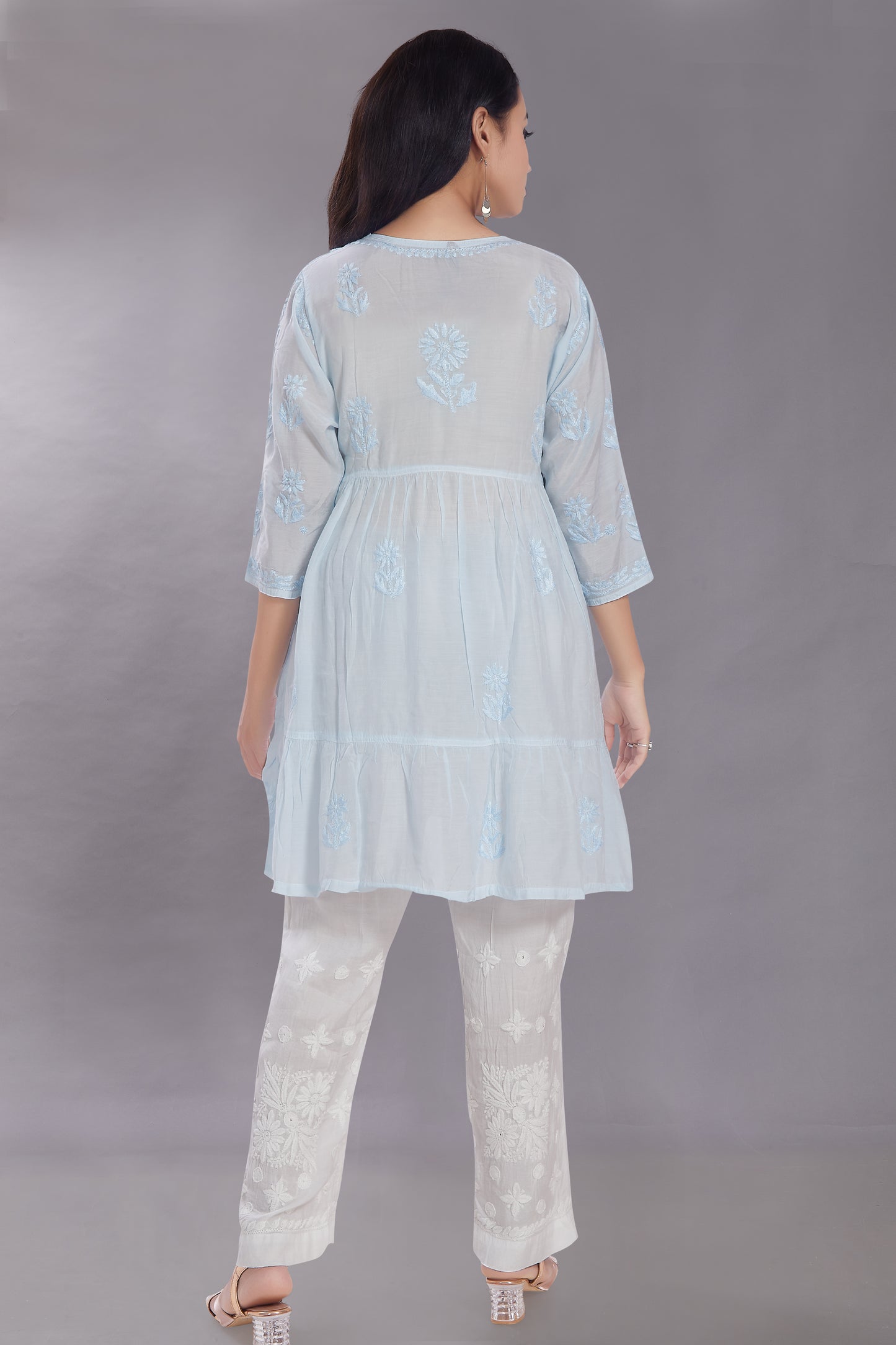 Henna Powder Blue Muzlin Midi Dress